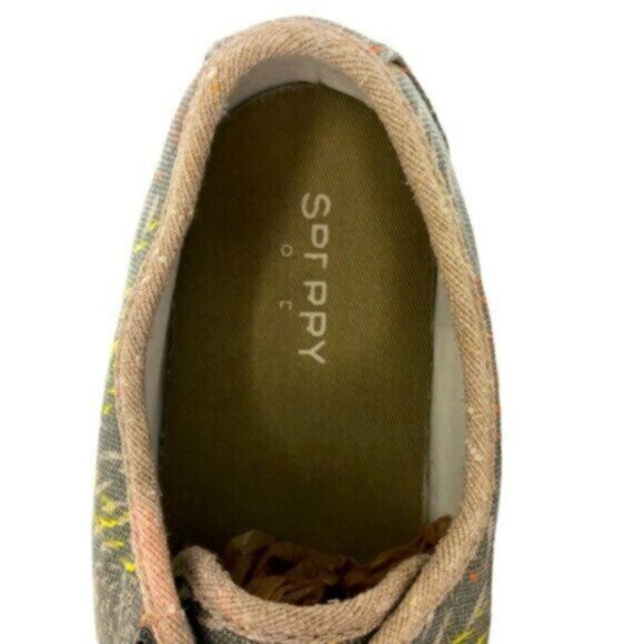 Sperry | Tan Canvas Boat Print Lace Up Athletic Sneaker Shoes Size 7.5 - Picture 7 of 8